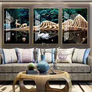 Elk Lac Cygnes Diamant Porcelaine Verre Cristal Animal Peintre Ensemble Salon Chambre Art Déco Style Abstrait <span class=keywords><strong>Maison</strong></span> Décoration - Product Image 3