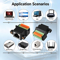 Jack RJ45 8P8C Female ke Terminal Block Sambungan Cepat 8Pin, Ekstensi Kabel LAN Tanpa Solder, Konektor Kabel Ethernet Tanpa Alat