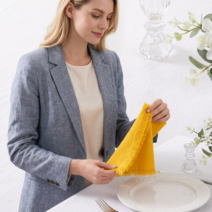 Mustard Yellow Cotton Cloth Napkin <b>Square</b> 70x70cm Handmade Classic Table Decoration - Product Image 1