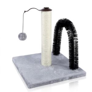 Cepillo y Rascador 3 en 1 para Gatos con Juguete Colgante Interactivo y Base de Felpa Estable para Gatos de Interior - Product Image 4