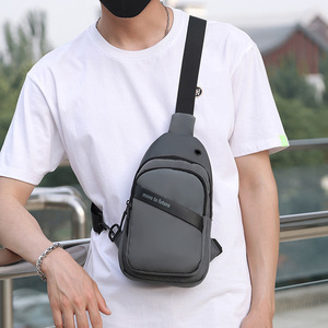 Men's Fashionable <b>Black</b> Oxford Material Waterproof Chest Shoulder Travel Sling <b>Bag</b> USB Zipper Closure Portable Business Outdoor - Product Image 6