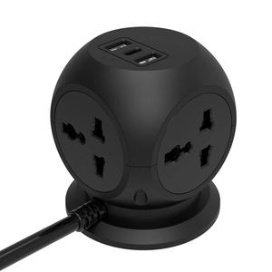 مكعب روبيك 4 مقابس متعددة مع USB، وصلة كهرباء، 4 مخارج عالمية، مقبس Type C، قابس أمريكي وأوروبي وبريطاني، شريط طاقة للسفر - Product Image 3