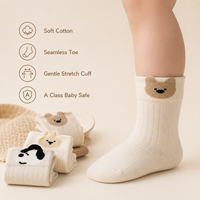 Chaussettes en coton pour bébé, sans couture, à revers souple, respirantes, non compressives, pour l'automne, pour bébés garçons et filles, mi-mollet, douces