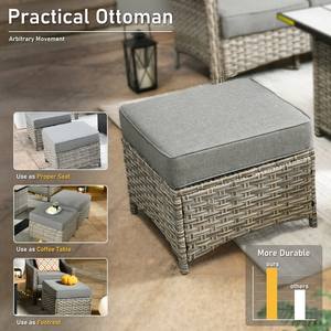 طاولة جلوس مع خوص رمادي مكون من 6 قطع في الفناء الخلفي - Product Image 6