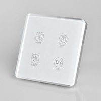 Interrupteur intelligent WiFi 4 voies avec panneau en verre trempé incurvé, norme britannique et européenne, interrupteur tactile intelligent 10A