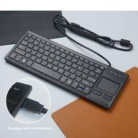 Keyboard Touchpad Industri CNC Terintegrasi 2 in 1 USB/PS2 Terlaris dengan HUB dan Fungsi Mouse Terintegrasi