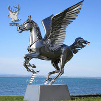 Sculpture d'ange abstraite en acier inoxydable poli miroir, grande décoration paysagère extérieure, objet d'art de collection