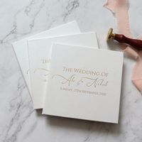 Set Undangan Pernikahan Buku Kecil Putih Custom dengan Foil Emas untuk Upacara Pernikahan, Pertunangan, Pesta Ulang Tahun dengan Kartu RSVP