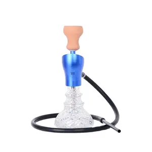 Di alta qualità in lega di alluminio tubo singolo piccolo mezzo taglio filo di cristallo narghilè Shisha portatile