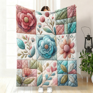 Manta de Franela con Diseño Floral, Manta para Siesta, Lavable a Máquina, Resistente a la Decoloración, para Dormitorio, Sala de Estar, Impresión Personalizada - Product Image 1