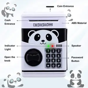 TaiLai Tirelire électronique pour enfants Cash Coin Cartoon ATM Économiseur d'argent Tirelire pour enfants Tirelire Tin Box Comptage Panda