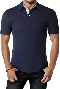 Byval आराम थोक पोलो शर्ट कस्टम लोगो डिजाइन पॉलिएस्टर कपास पुरुषों की आकस्मिक हेनरी स्लिम कम बाजू की टी शर्ट