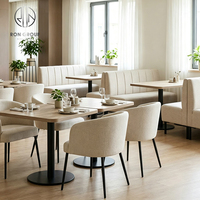 Ensemble de mobilier de restaurant directement de l'usine Ron Group : banquette rembourrée, chaise ergonomique en tissu, table carrée en bois