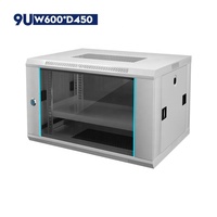 Baie de serveur murale assemblée 9U 19 pouces SCZT pour centre de données, porte en verre trempé, protection IP20, gris RAL7035, 6U SPCC