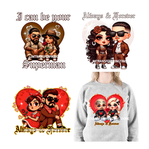 สติ๊กเกอร์ลายฉลุ DTF สำหรับเสื้อฮู้ดดี้ ลายคู่รักวันวาเลนไทน์ สไตล์ชิคาโน่ โอ๊ลด์สคูล โชโล่ รักกันตลอดไป ฉันจะเป็นคนของคุณได้ - Product Image 1