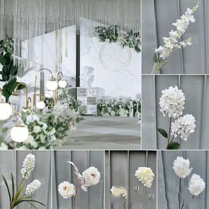 Venta al por mayor pequeño arreglo floral fresco blanco simulación flor bordada decorativa boda centro de mesa Decoración de mesa - Product Image 4
