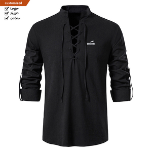 <strong>Mens</strong> <strong>Pirate</strong> <strong>Shirt</strong> Retro Renaissance Medieval Gothic Victorian Halloween Costume Casual Cotton Linen Lace up Hippie <strong>Shirts</strong> - Product Image 3