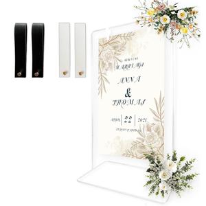 Segno di nozze titolare regolabile benvenuto <span class=keywords><strong>al</strong></span> <span class=keywords><strong>nostro</strong></span> segno di nozze Stand con 2 insegne in pelle appeso cinghie per <span class=keywords><strong>matrimonio</strong></span> festa di compleanno - Product Image 1