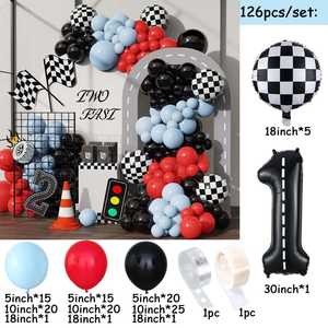 126 pièces voiture de course thème ballons arc guirlande Kit piste de course numéro feuille Globos fête d'anniversaire bébé douche décor - Product Image 2