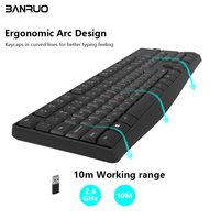 Combinaciones de Teclado y Ratón Inalámbricos OEM ODM Personalizadas para PC, Teclado y Ratón Ergonómicos Inalámbricos de 2.4G para Oficina