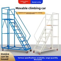 Plateforme mobile et échelle escamotable en acier au carbone pour rayonnage de supermarché, avec échelle détachable et roues ultra-silencieuses