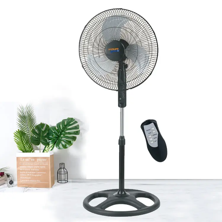 Africa popular cheap price 18 inch electric ac 3 blades plastic remote control smart stand fan