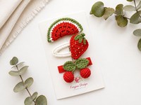 Schattige gehaakte fruit haarclips set meisjes watermeloen aardbei kersen haarspeldjes handgemaakte peuter haaraccessoires feest baby