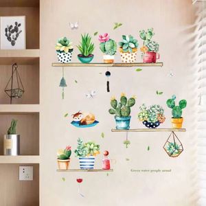 Autocollants muraux en PVC imperméables écologiques, motif plantes en pot artistiques, imprimés UV, auto-adhésifs, pour décoration intérieure rurale - Product Image 3