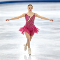 Robe de patinage artistique magenta pour enfants et adultes, col rond, manches longues en maille, dos orné de strass, pour compétition et spectacle de patinage sur glace