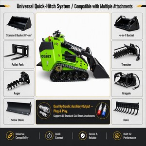 מיני מעמיס זחלי דיזל COUGARS CG827 25HP קובוטה D1105 עם מברשת זוויתית לטאטוא עירוני, בעל תקן CE ו-EPA - Product Image 1