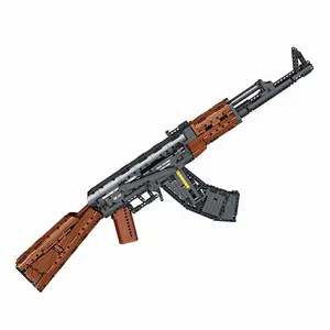 Hot 77027 khối xây dựng AK47 gạch AK 47 WW2 vũ khí đồ chơi súng với nhựa đạn quân sự đạn vũ khí Nga gạch