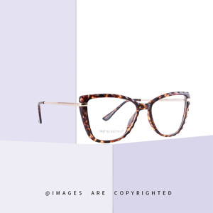 Monturas de Gafas Cat Eye Tr90 87153 con Protección Anti Luz Azul, Montura Completa Unisex, Estilo Europeo, Color Carey - Product Image 1