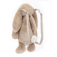 Sac à dos en peluche Lapin Timide Beige, Jouets en peluche Lapin, Poupées en peluche douces, Cadeau d'anniversaire idéal