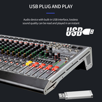Table de mixage audio TNH MC-AT12 12 canaux Console de mixage musical avec fonction de regroupement Bluetooth USB 99 effets DSP pour événements scéniques