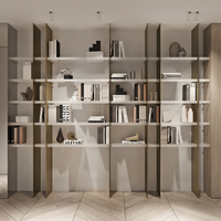 Benovo Fabrik Luxus Maßgefertigtes Offenes Bücherregal Eingebautes Display-Möbelstück mit LED-Beleuchtung & OEM ODM Service Regal