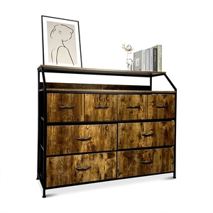 Antiguo cajones organizador marco de Metal vestidor con tela cajas y cajas de madera mesa de cajones de almacenamiento (antiguo) - Product Image 6