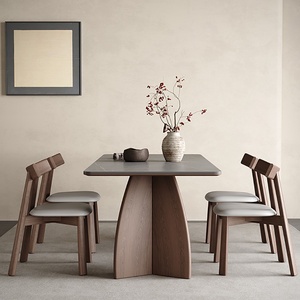 Tavolo da Pranzo Moderno Retrò in Pietra Naturale, Legno di Noce Anticato e Frassino, <span class=keywords><strong>2</strong></span> Posti, Rettangolare, per Soggiorno, Finitura Opaca - Product Image 4