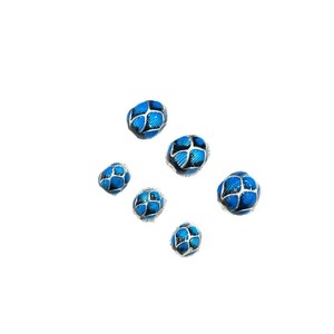 Qunlvsheng Lotus Shape Enamel <b>Beads</b> S925 Sterling <b>Silver</b> Blue Color Scattered <b>Beads</b> For DIY Bracelet Necklace Making - Product Image 5