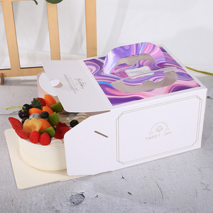 6 ''8'' 10 ''all'ingrosso <span class=keywords><strong>rosa</strong></span> bomboniera design trasparente regalo di compleanno trasparente torta di formaggio scatola di imballaggio con maniglia della finestra - Product Image 3