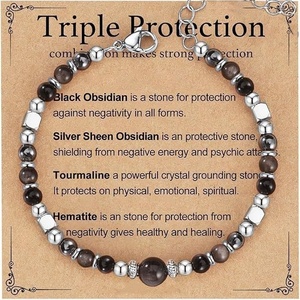 2026080905 <span class=keywords><strong>Bracciale</strong></span> in Pietra Naturale MOQ 1 con Perle di Pietra di Luna e Ossidiana <span class=keywords><strong>per</strong></span> Donne in Gravidanza - Moda Unisex Europea e Americana - Product Image 3