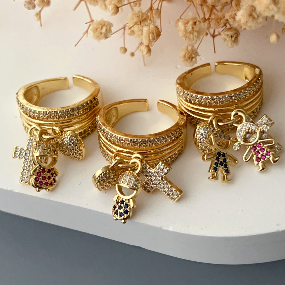 Cute Adjustable Rings Little Girls Rings Gold Plated