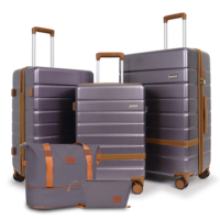 Ensemble de bagages 5 pièces avec 8 roulettes pivotantes, valises rigides en ABS+PC, bagages de voyage avec serrure TSA, fermetures éclair YKK