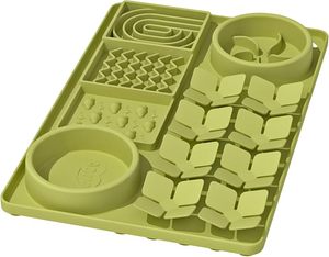 Silicone Slow Feeder Lick Mat with <b>Bowls</b> for <b>Dogs</b> Cats <b>Small</b> Animals Non Slip Easy Clean Indoor Use Geometric Pattern - Product Image 1