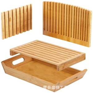 Cortador de pan de bambú con bandeja para migas, herramienta para cortar tostadas en la cocina del hogar - Product Image 2