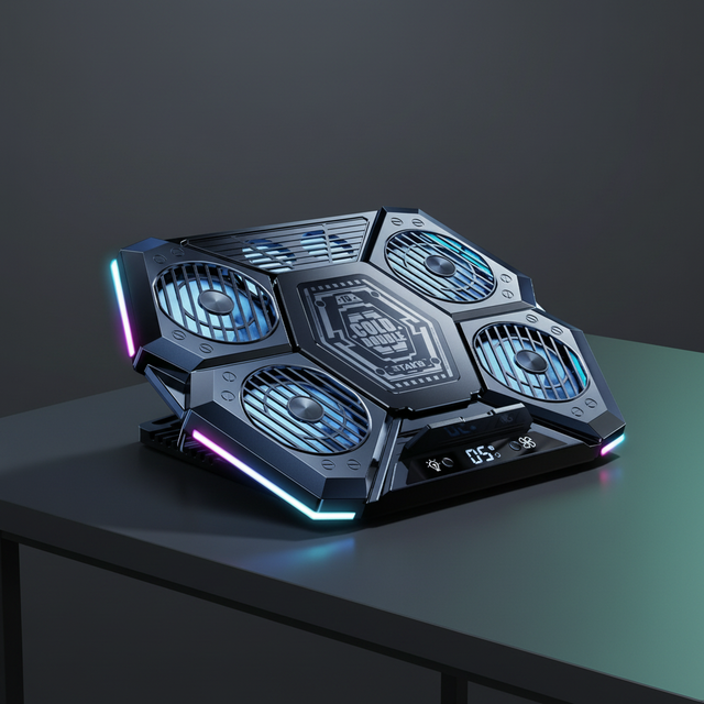 D12 Black ABS Material Laptop Cooling Pad Four Fans USB Air-Cooled RGB Light for Gaming Stock
