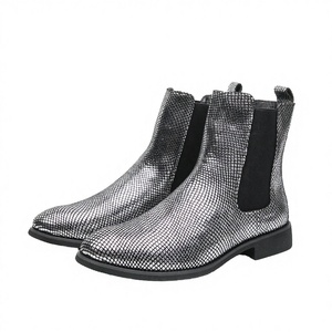 Nuevas botas Chelsea de hombre con punta en pico, tallas grandes 38-46, de cuero genuino, color plateado y dorado, para invierno y otoño, estilo Oxford. - Product Image 6