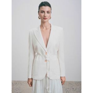 Blazer élégant de style d'été pour les femmes de haute qualité simple boutonnage vietnamien-fait avec costume d'affaires de méthode de tissage non tissé - Product Image 1