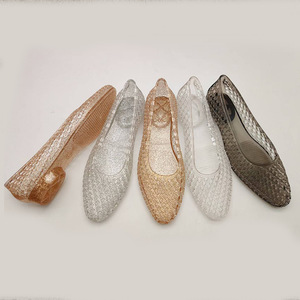 Transparent PVC Pointed Toe Jelly Shoes <b>Slip</b>-<b>On</b> Breathable Summer Flats - Product Image 4