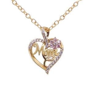 Collares con Colgante de Corazón y Flor para el Día de la Madre, Collares Sencillos con Incrustaciones de Circonio para Mujer, Regalos de Joyería - Product Image 3