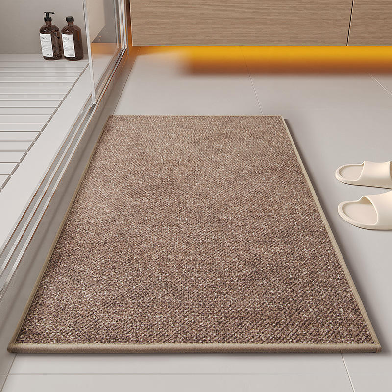 Tapis de bain en lin - marqué gris clair